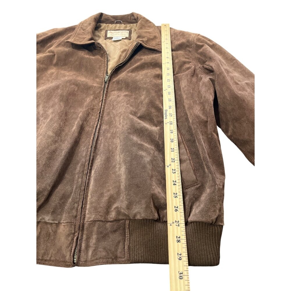 Norm Thompson Suede Leather Brown Flight Bomber Jacket Quited-Lining Vintage XL - Picture 4 of 8